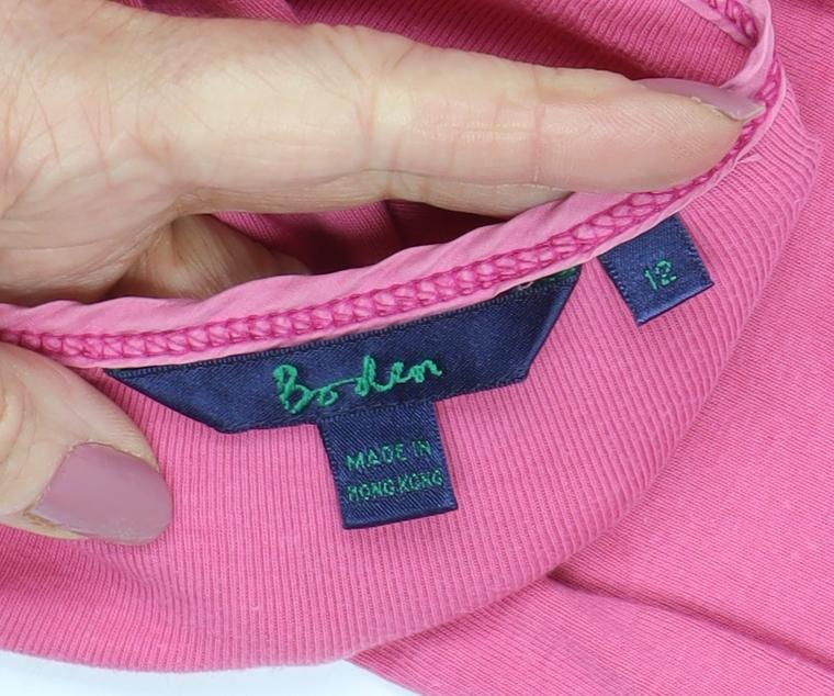 Boden Women's Pink Cotton Blouse, Size 12, Scoop Neck