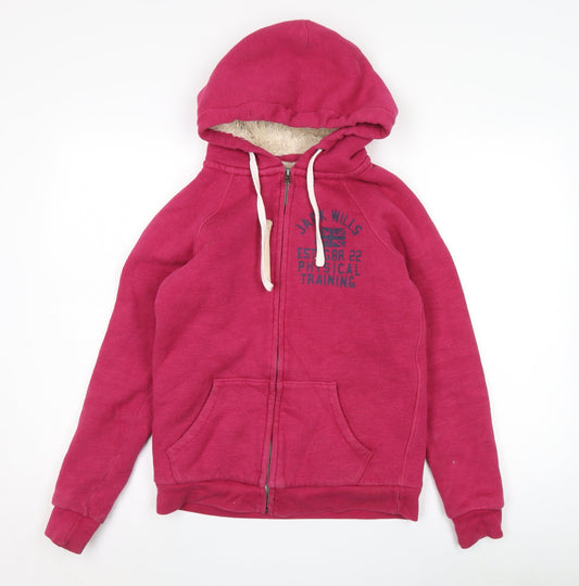 Womens UK Size 8 Jack Wills Red Full Zip Hoodie