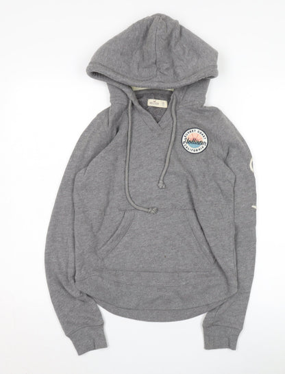 Hollister Women's Grey XS Hoodie with Logo and Pockets