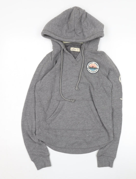 Hollister Women's Grey XS Hoodie with Logo and Pockets