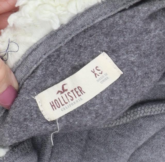 Hollister Women's Grey XS Hoodie with Logo and Pockets
