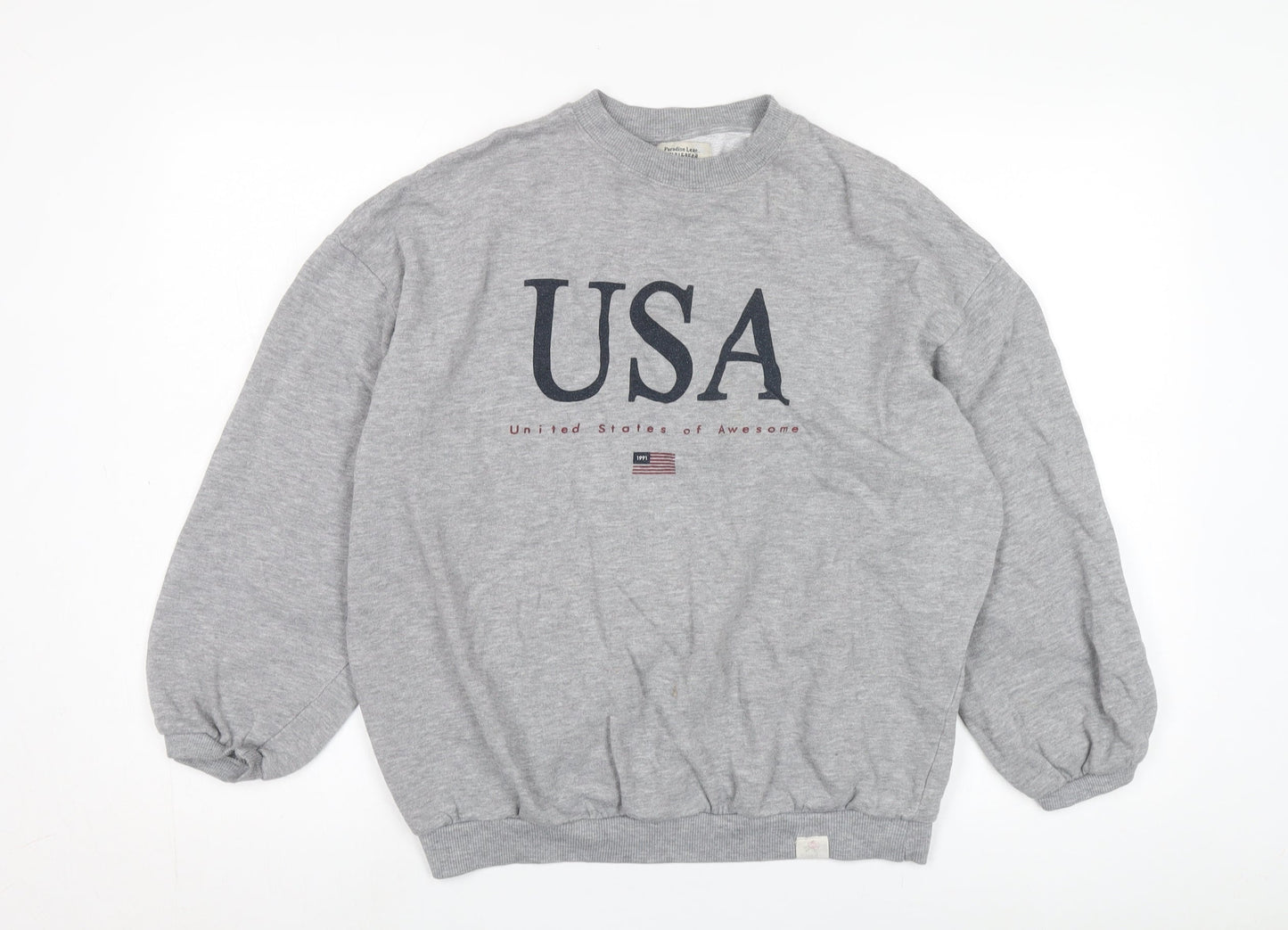 Unisex Adults UK Size S Pull & Bear Grey Pullover Sweatshirt