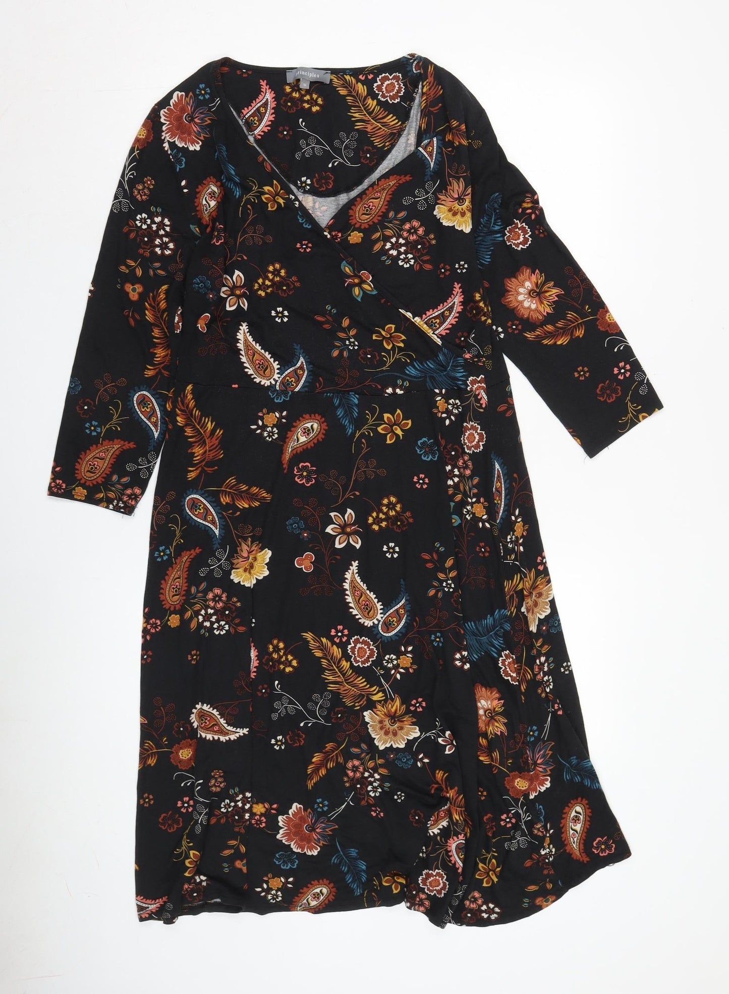Principles Women's Black Floral Shift Dress UK 16