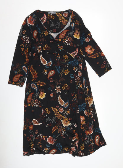 Principles Women's Black Floral Shift Dress UK 16