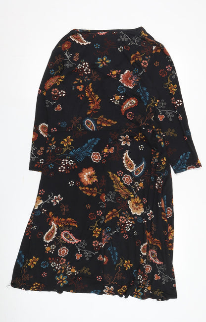 Principles Women's Black Floral Shift Dress UK 16