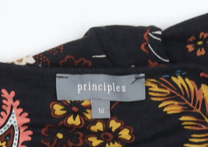 Principles Women's Black Floral Shift Dress UK 16