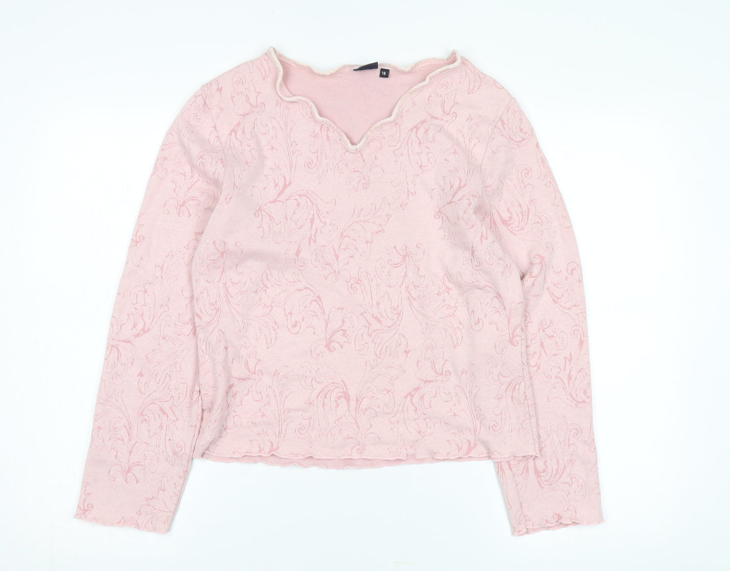 Kash Women's Pink Blouse Size 16 V-Neck Long Sleeve