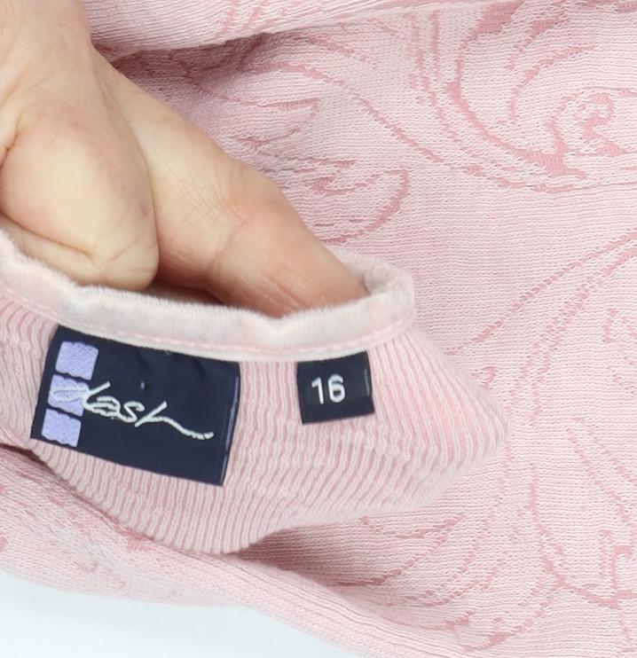 Kash Women's Pink Blouse Size 16 V-Neck Long Sleeve