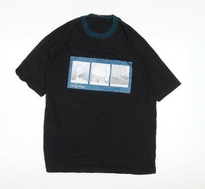 The Simpsons Men's Cartoon Black T-Shirt, Size S