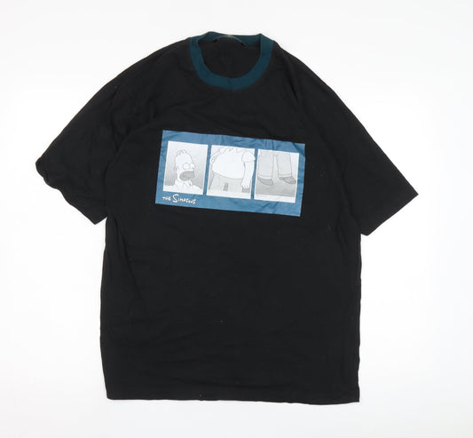The Simpsons Men's Cartoon Black T-Shirt, Size S