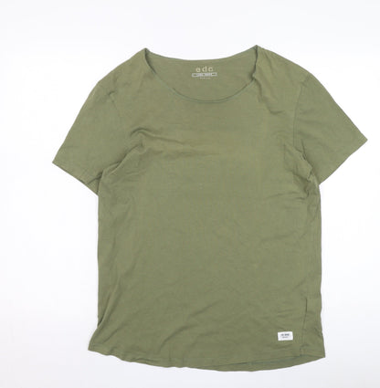 EDC Men's Green Cotton Crew Neck T-Shirt, Size M