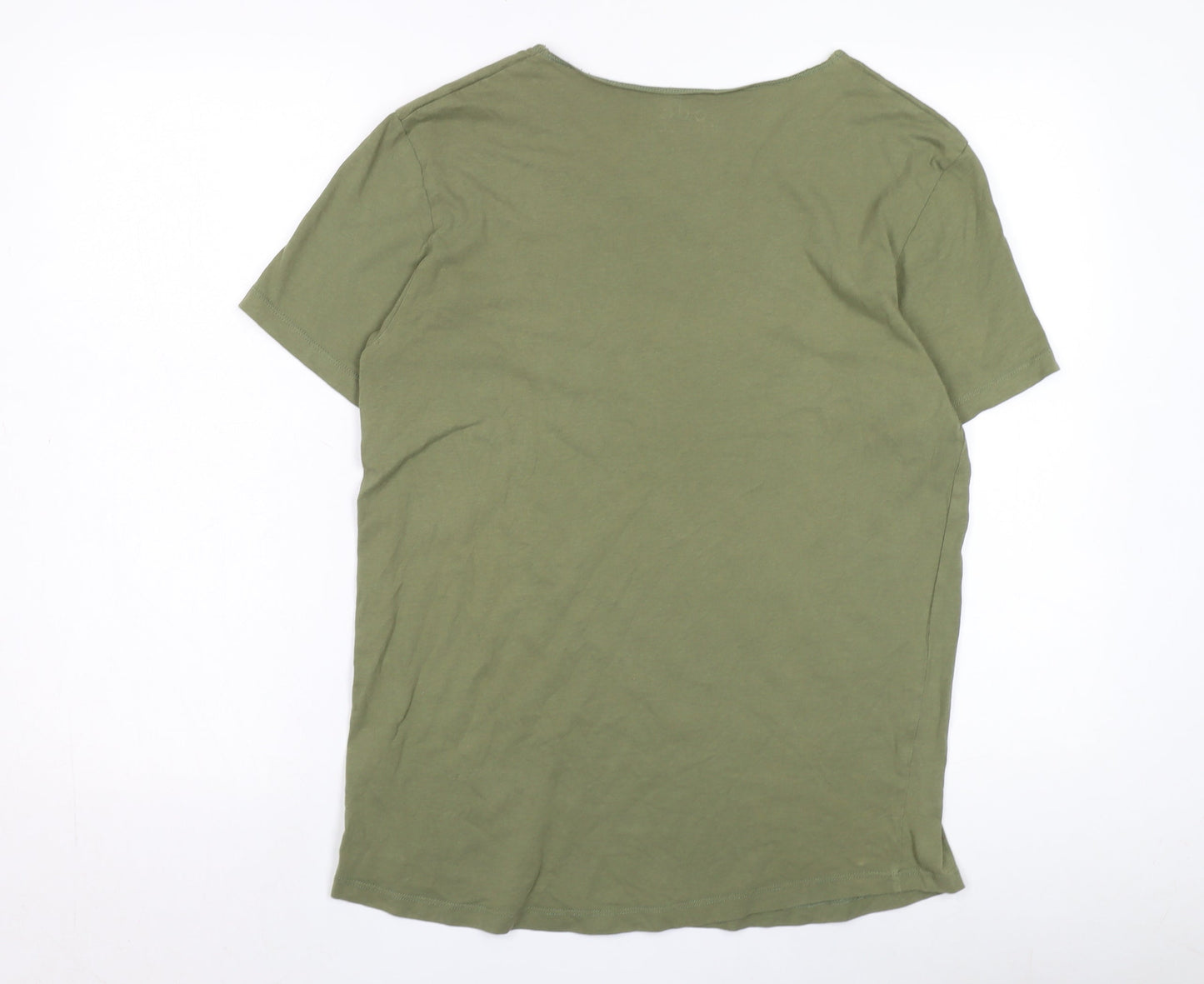 EDC Men's Green Cotton Crew Neck T-Shirt, Size M