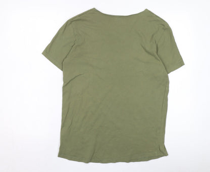 EDC Men's Green Cotton Crew Neck T-Shirt, Size M