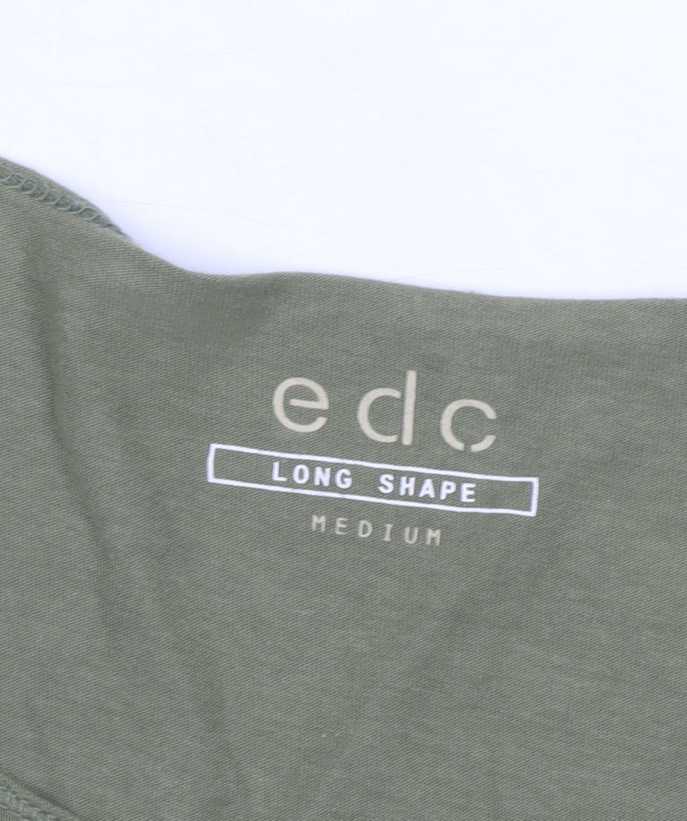 EDC Men's Green Cotton Crew Neck T-Shirt, Size M