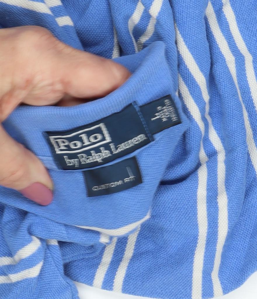 Ralph Lauren Men's Blue Striped Polo Shirt M