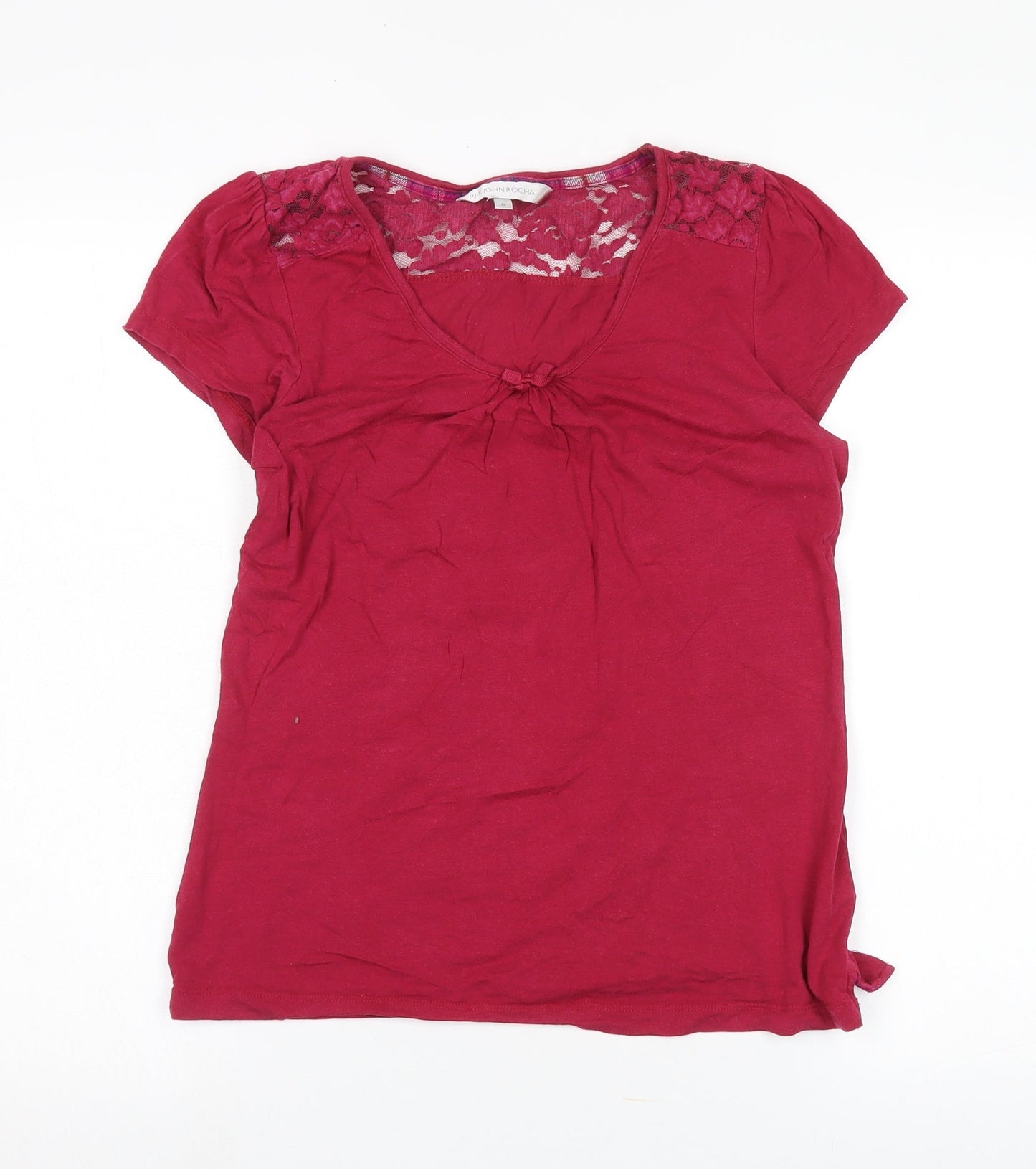 Womens UK Size 12 RJR John Rocha Red Basic T-Shirt