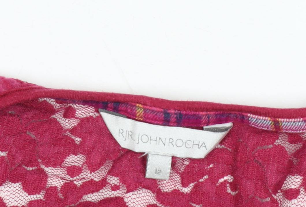 Womens UK Size 12 RJR John Rocha Red Basic T-Shirt