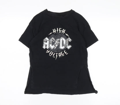 AC/DC Black Unisex Kids T-Shirt, 7 Years, Rock Graphic