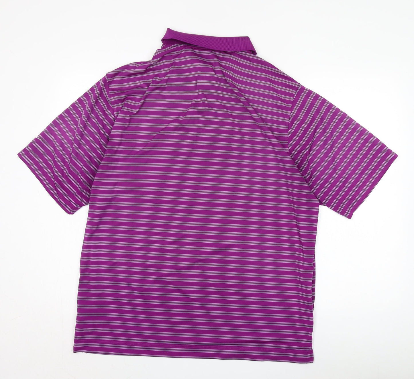 Nike Men's Purple Striped Polo Shirt L Golf Dri-Fit