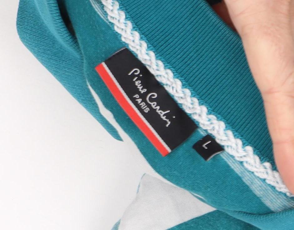 Pierre Cardin Men's Blue Striped Polo Shirt L