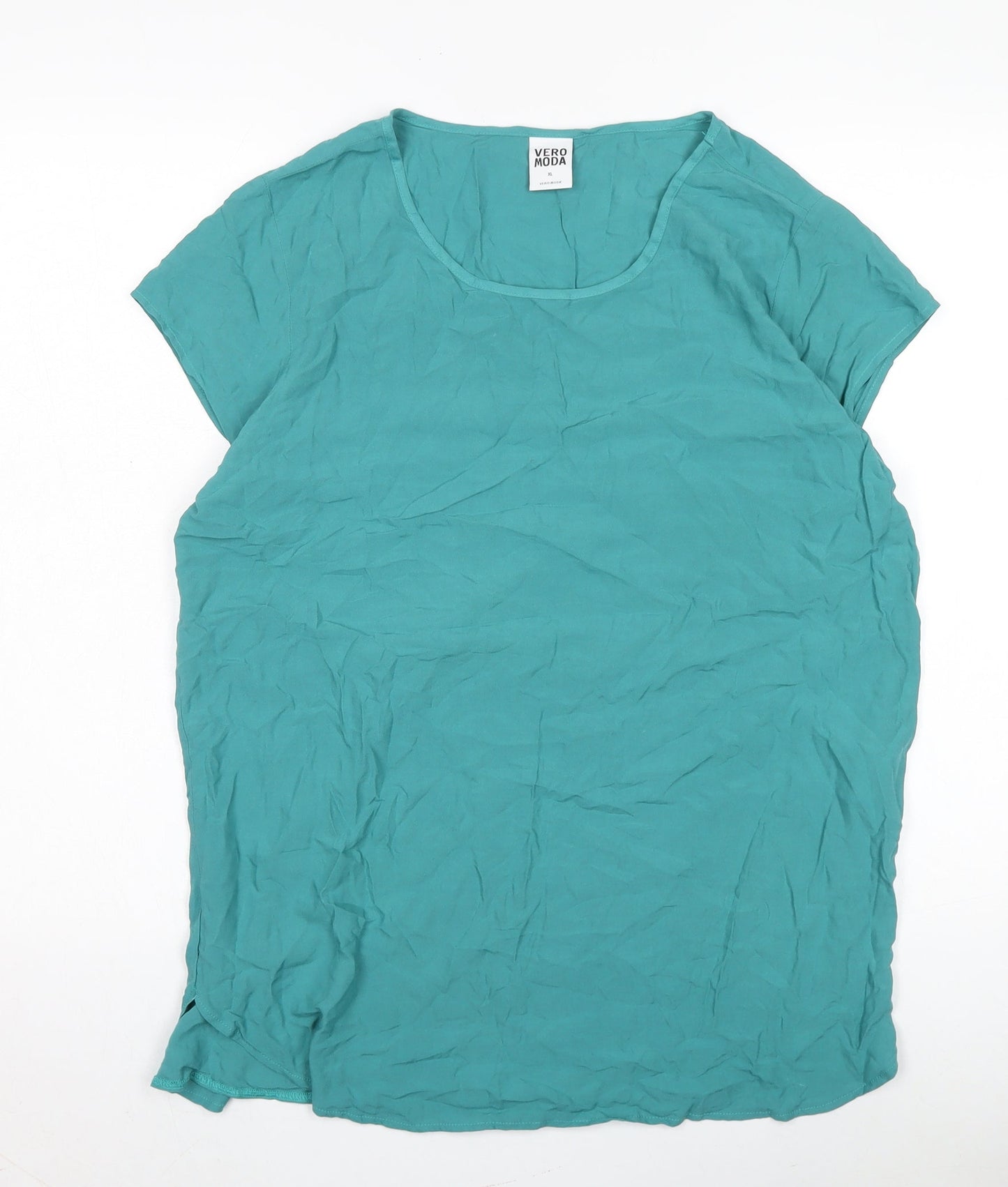 Womens UK Size XL VERO MODA Green Basic T-Shirt