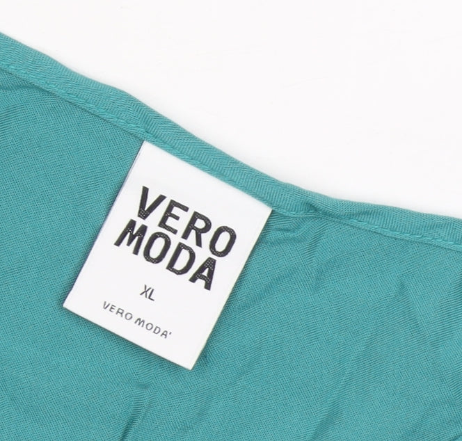 Womens UK Size XL VERO MODA Green Basic T-Shirt