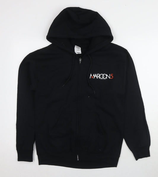 Gildan Unisex Maroon 5 Black Full Zip Hoodie Size S