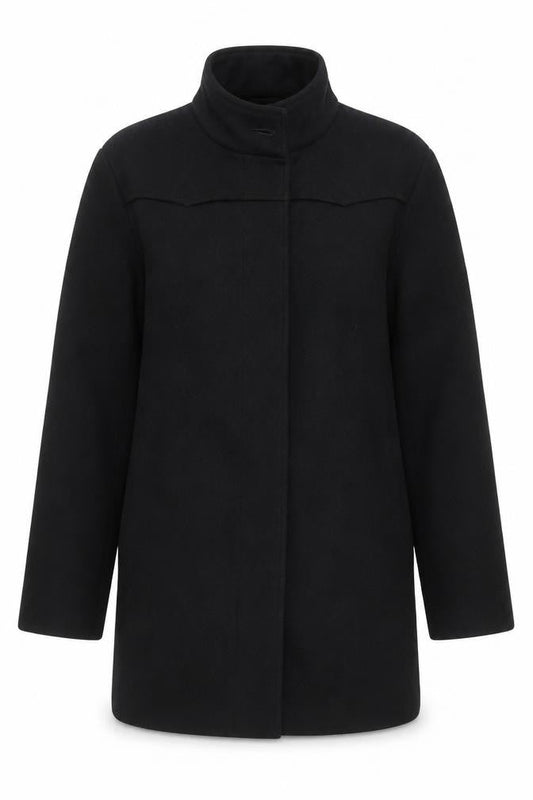 Front view of Blood & Glitter Women's Black Wool Pea Coat, size L
