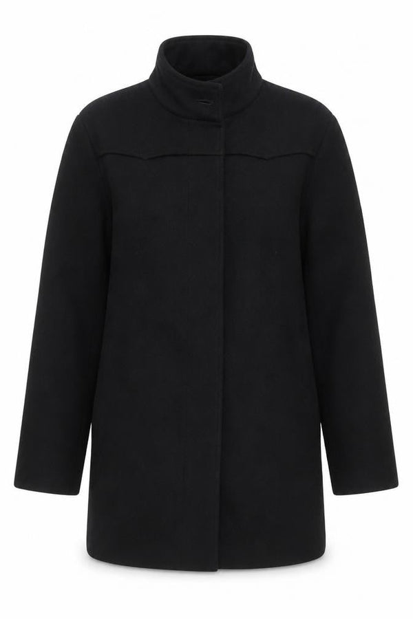 Front view of Blood & Glitter Women's Black Wool Pea Coat, size L