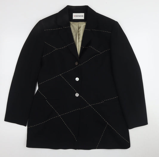 Windsmoor Women's Black Blazer Size 14 Geometric Pattern