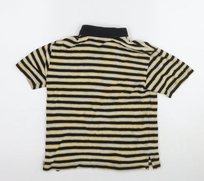 JCB Boys Black Striped Polo Shirt, 5-6 Years, Casual Knit