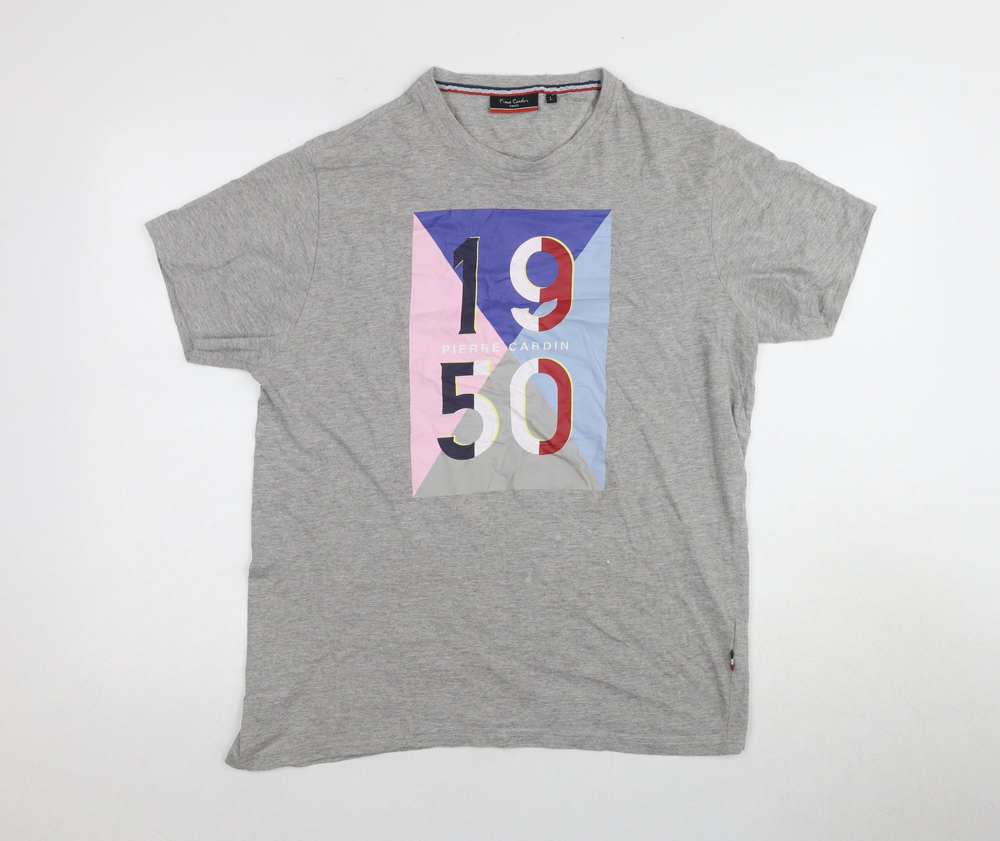 Pierre Cardin Men's Grey Graphic Print T-Shirt L