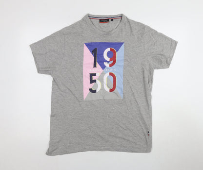 Pierre Cardin Men's Grey Graphic Print T-Shirt L