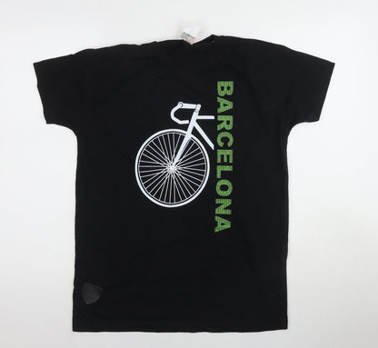 Barcelona Stylish Men's Black M T-Shirt, Sports Graphic