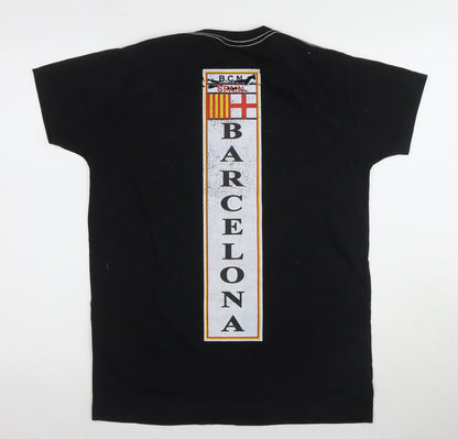 Barcelona Stylish Men's Black M T-Shirt, Sports Graphic