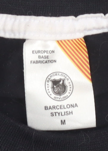 Barcelona Stylish Men's Black M T-Shirt, Sports Graphic