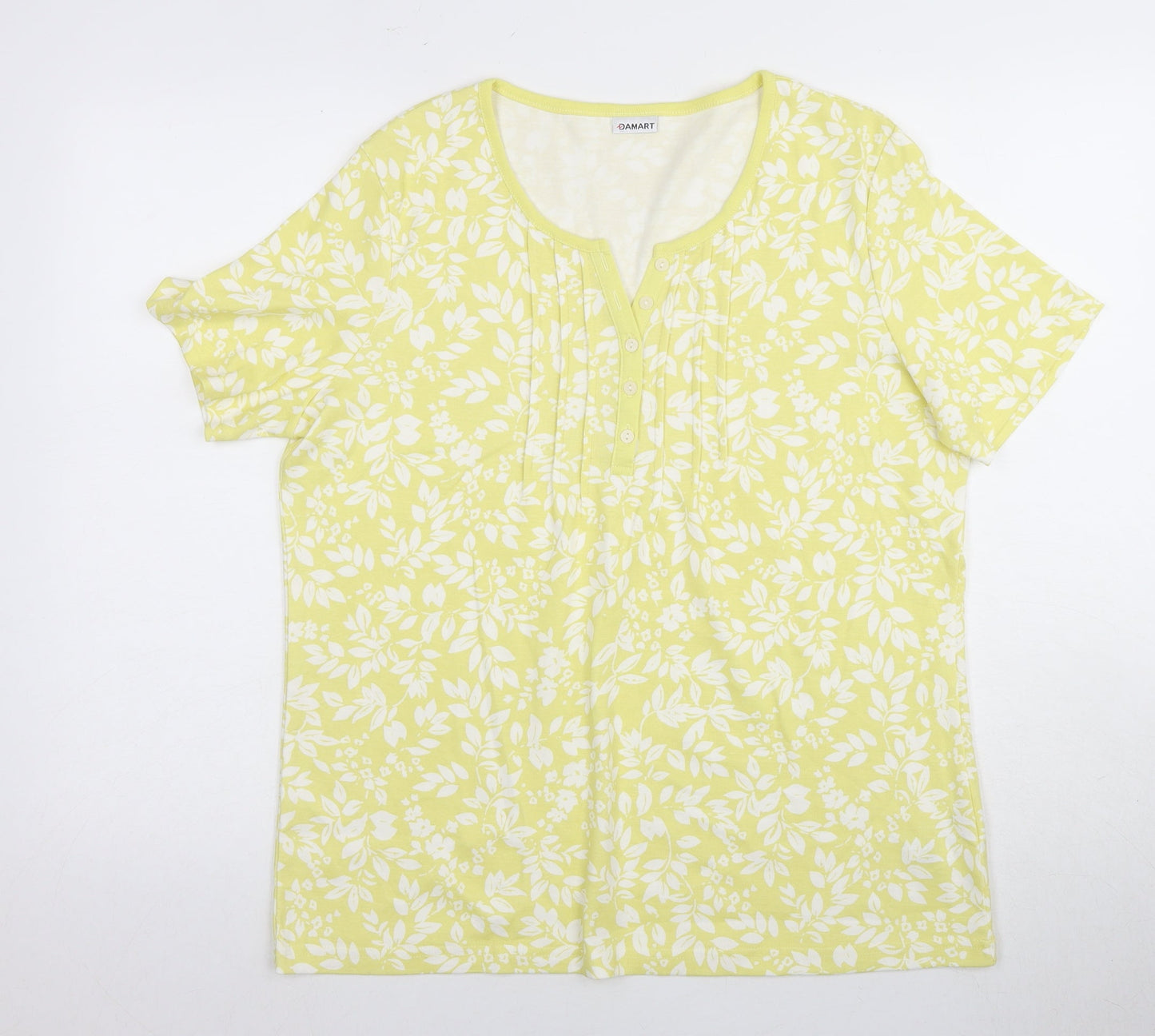Damart Women's Yellow Floral T-Shirt, L, Casual