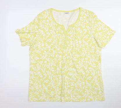 Damart Women's Yellow Floral T-Shirt, L, Casual