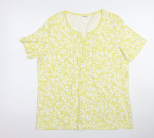Damart Women's Yellow Floral T-Shirt, L, Casual