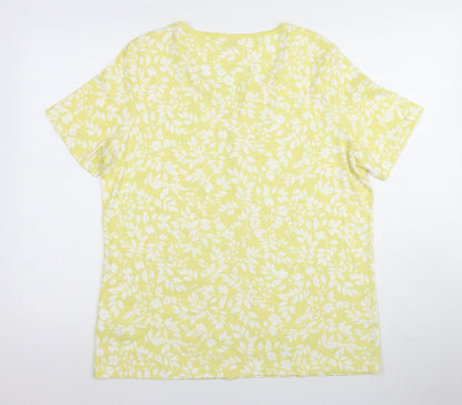 Damart Women's Yellow Floral T-Shirt, L, Casual