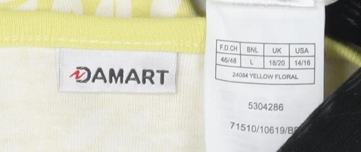 Damart Women's Yellow Floral T-Shirt, L, Casual