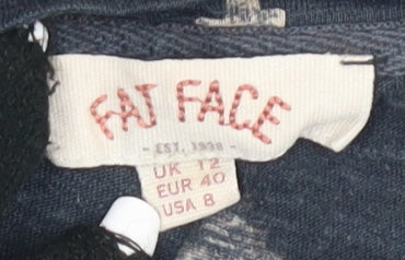 Womens UK Size 12 Fat Face Black Basic T-Shirt