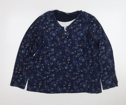 Damart Women's Blue Floral Button-Up Top 18