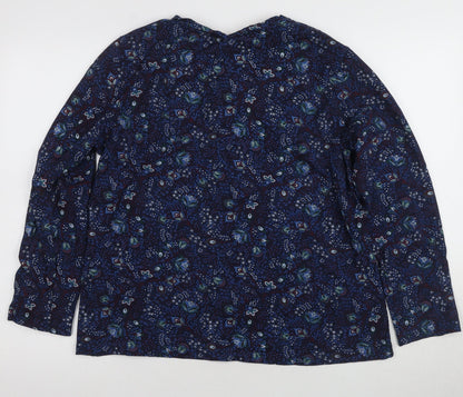 Damart Women's Blue Floral Button-Up Top 18