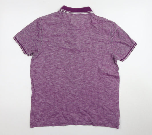 Maine Men's Purple Polo M Size Casual Cotton Top