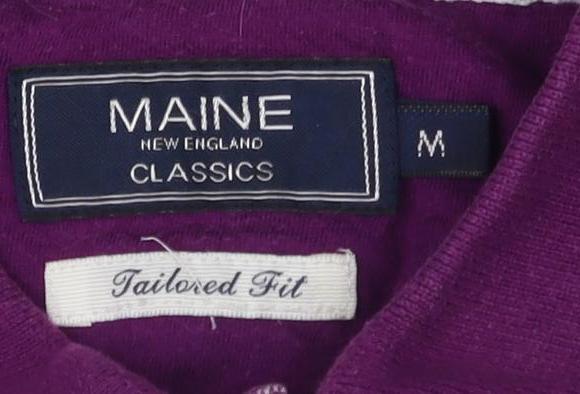 Maine Men's Purple Polo M Size Casual Cotton Top