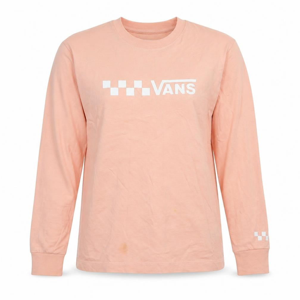Front view of Vans Pink XS Long Sleeve unisex t-shirt