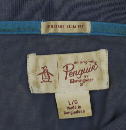 Original Penguin Men's Blue Slim Fit Polo Shirt L