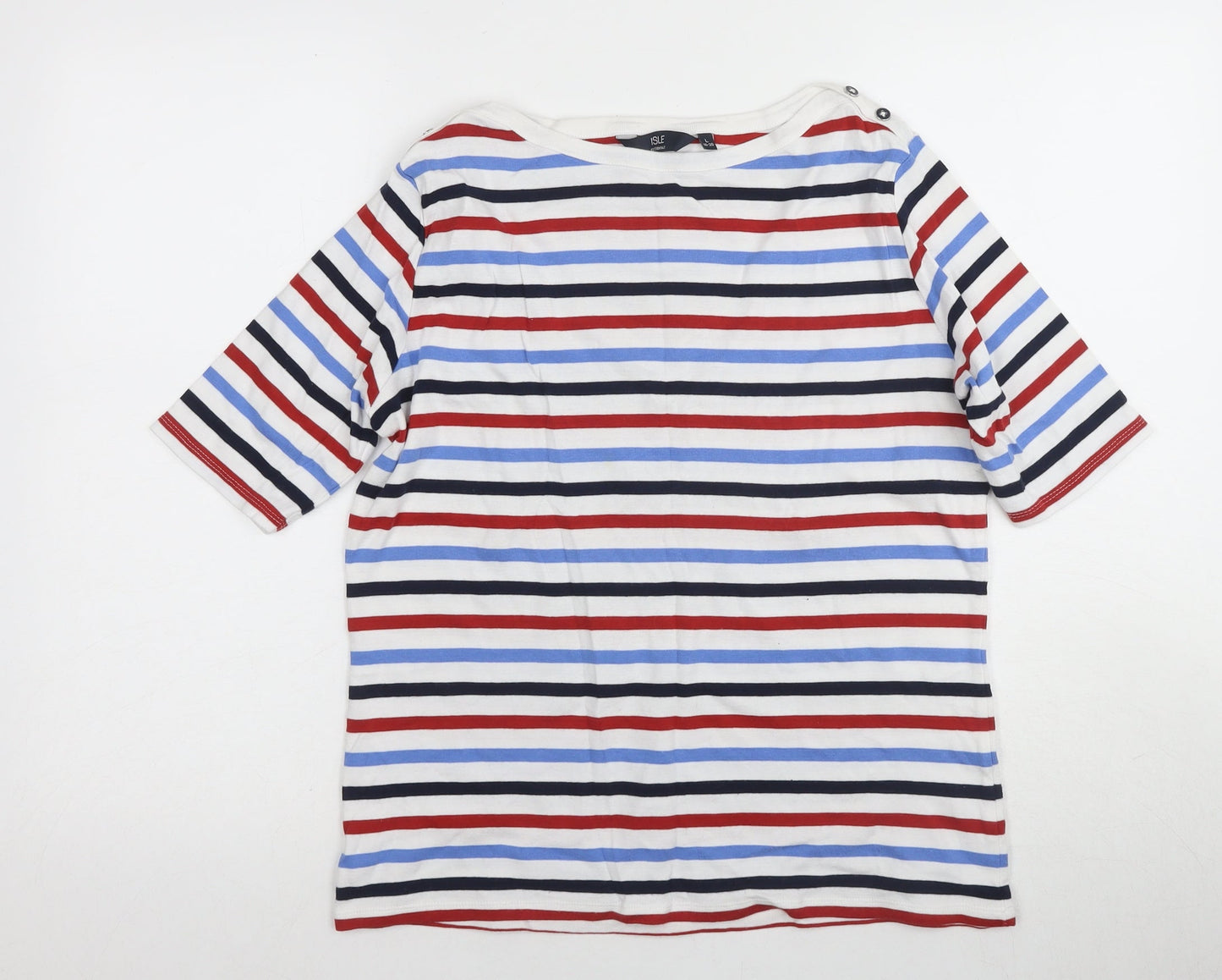 Womens UK Size L ISLE Multicoloured Basic T-Shirt