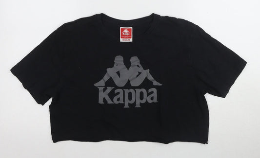 Additional front view of Kappa unisex black cropped t-shirt, m, casual